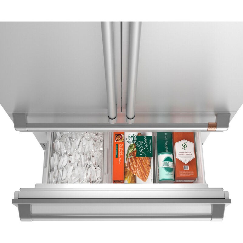 GE Cafe 36in. 20.1 cu. ft. Integrated 4-Door French-Door Refrigerator- Stainless Steel, , hires