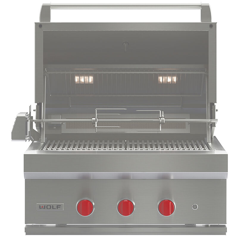 Wolf Designer 30 in. 3-Burner Built-In/Freestanding Natural Gas Grill with Rotisserie & Sear Burner - Stainless Steel, , hires