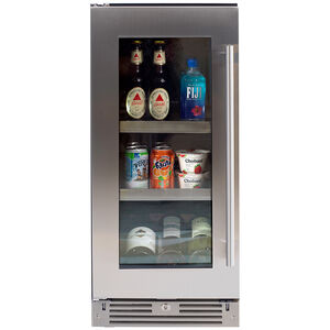 XO 15 in. Built-In/Freestanding Beverage Center with Adjustable Shelves & Digital Control Left Hinged - Stainless Steel, Stainless Steel, hires