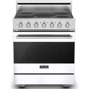 Viking 3 Series 30 in. 4.7 cu. ft. Convection Oven Freestanding Electric Range with 5 Smoothtop Burners - White, , hires