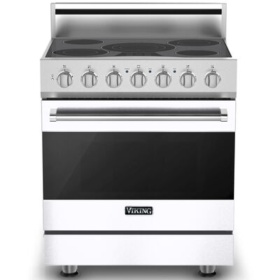 Viking 3 Series 30 in. 4.7 cu. ft. Convection Oven Freestanding Electric Range with 5 Smoothtop Burners - White | RVER33015BWH