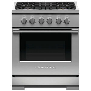 Fisher & Paykel Series 7 30" Freestanding Gas Range with 4 Sealed Burners & 4.6 Cu. Ft. Single Oven - Stainless Steel, , hires