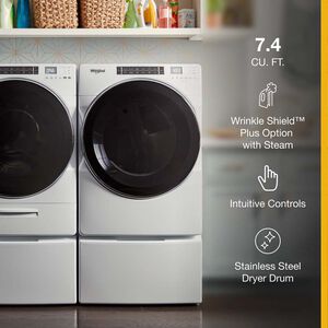 Whirlpool 27 in. 7.4 cu. ft. Stackable Electric Dryer with Sensor Dry & Steam Cycle - White, , hires