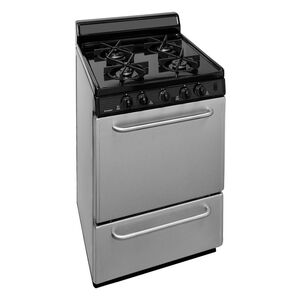 Premier 24 in. 2.9 cu. ft. Oven Freestanding Gas Range with 4 Sealed Burners - White, , hires