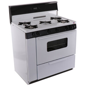 Premier 36 in. 3.9 cu. ft. Oven Freestanding Gas Range with 5 Open Burners - White, , hires