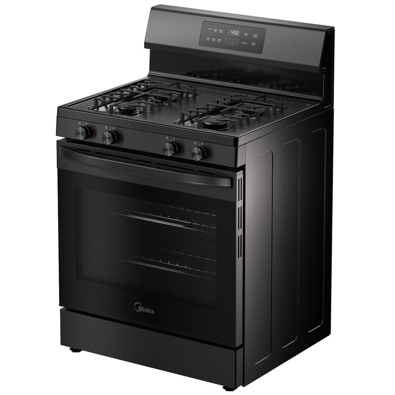 Midea 30 in. 6.1 cu. ft. Gas Range with 4 Sealed Burners - Black, Black, hires