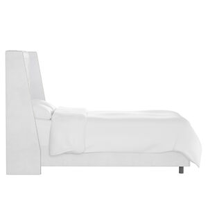 Skyline Queen Nail Button Tufted Wingback Bed in Velvet - White, White, hires
