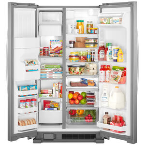 Whirlpool 36 in. 24.5 cu. ft. Side by Side Refrigerator with Ice & Water Dispenser - Fingerprint Resistant Stainless Steel, Stainless Steel, hires