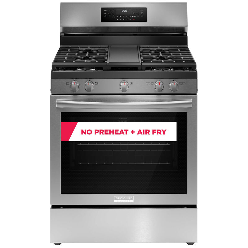 Frigidaire Gallery 30 in. 5.1 cu. ft. Air Fry Standard Convection Steam Gas Range with 5 Sealed Burners & Griddle - Stainless Steel, , hires