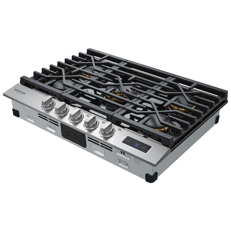 Signature Kitchen Suite 30 in. 5-Burner Smart Natural Gas Cooktop with Simmer Burner & Power Burner - Stainless Steel, , hires