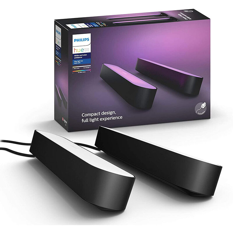 for sale online Philips Hue Play White & Color Ambiance LED Light 2-Pack Black 