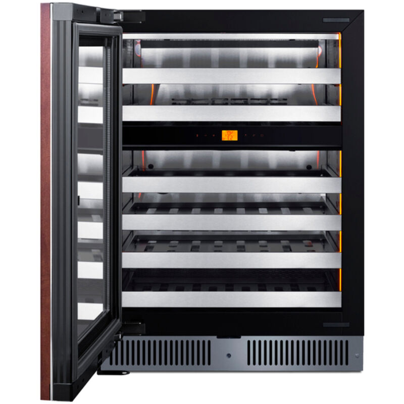 Summit 24 in. Undercounter Left-Hinged Wine Cooler with Metal Racks, Dual Temperature Zones & 48 Bottle Capacity - Custom Panel Ready, , hires