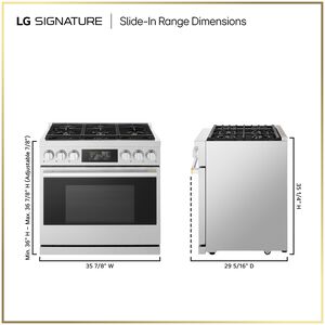 LG SIGNATURE 36 in. 6.3 cu. ft. Smart Air-Fry True European Convection Slide-In Gas Range with 6 Sealed Burners - Stainless Steel, , hires