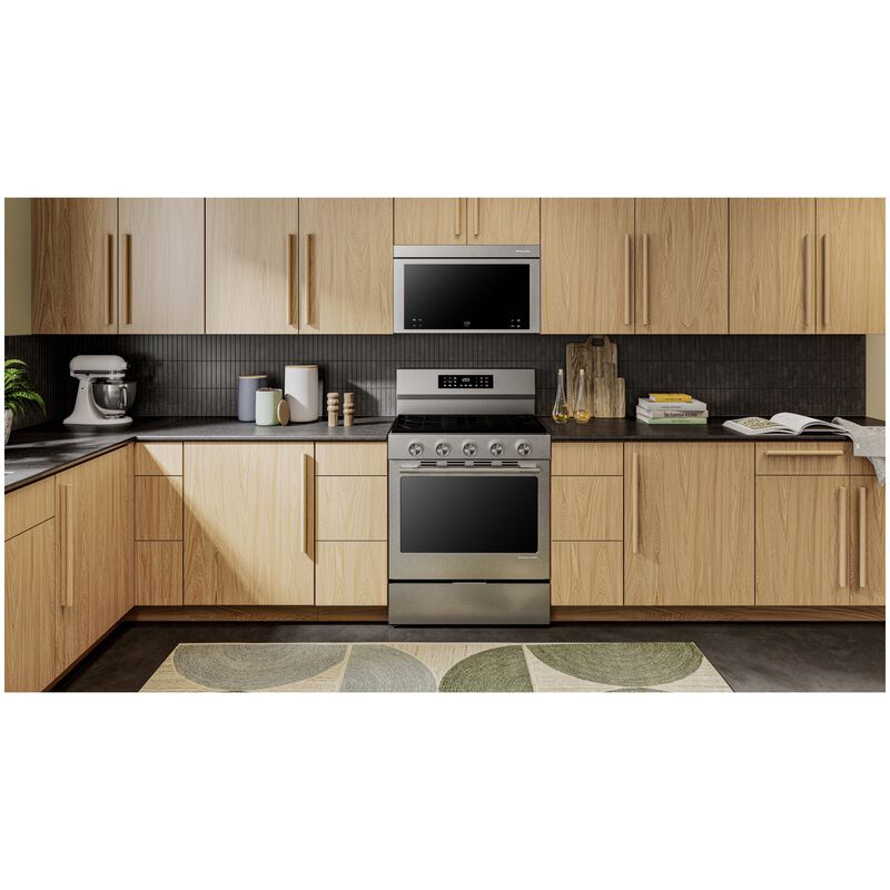 KitchenAid 30 in. 5.0 cu. ft. Smart Air-Fry True European Convection Gas Range with 5 Sealed Burners - Stainless Steel with PrintShield Finish, , hires