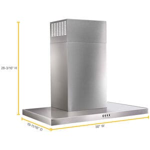 Whirlpool 30 in. Convertible Chimney Style Range Hood with 400 CFM, 3 Fan Speeds & 2 LED Lights - Stainless Steel, , hires