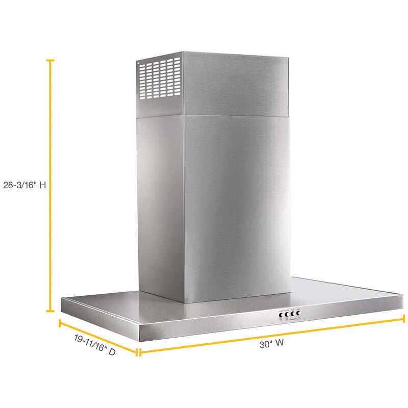 Whirlpool 30 in. Convertible Chimney Style Range Hood with 400 CFM, 3 Fan Speeds & 2 LED Lights - Stainless Steel, , hires