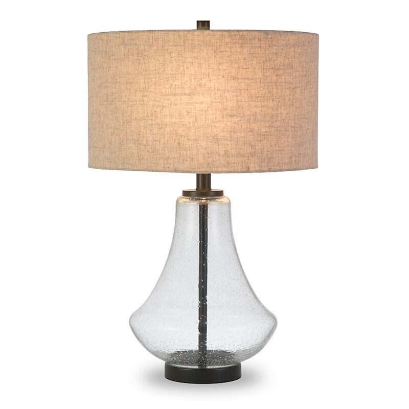 Hudson & Canal Lagos Table Lamp- Seeded Glass with Flax Shade, , hires