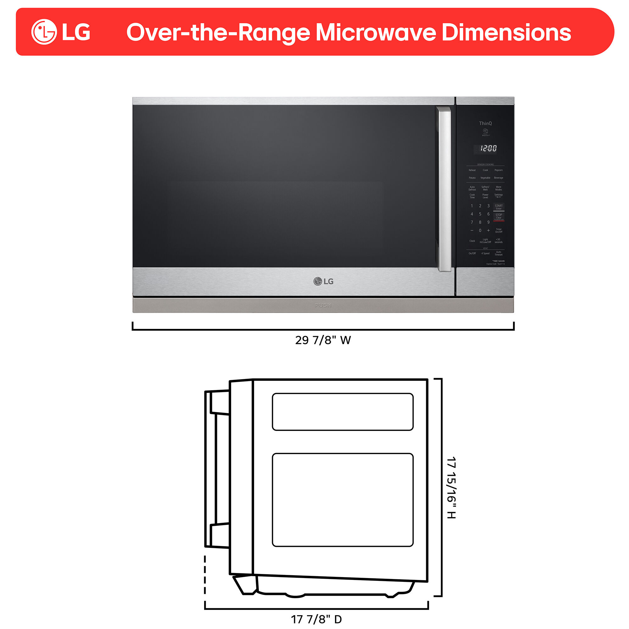LG 30 in. 2.1 cu. ft. 1050W Smart Over-the-Range Microwave with