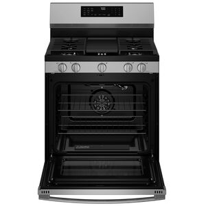 GE Profile 30 in. 5.3 cu. ft. Smart Air-Fry Standard Convection Gas Range with 5 Sealed Burners, Reversible Grill & Griddle - Fingerprint Resistant Stainless Steel, , hires