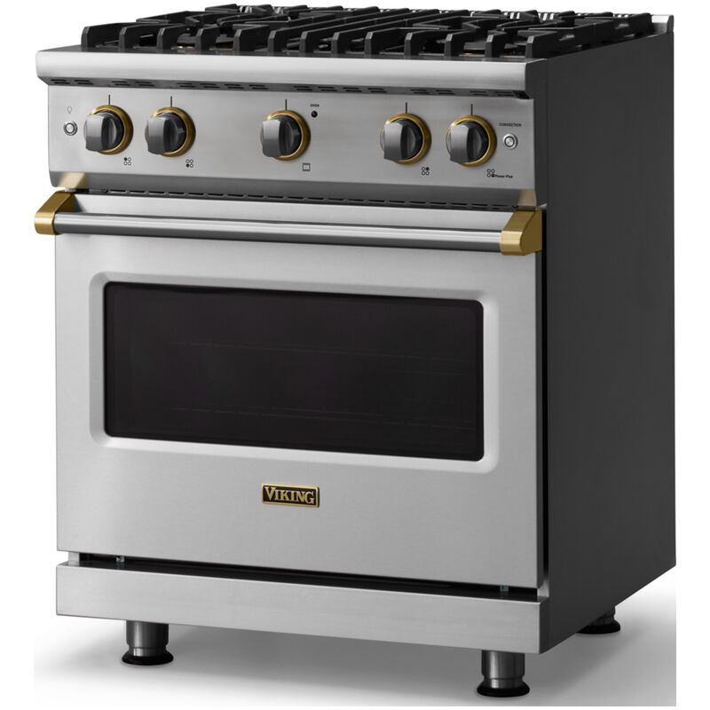 Viking 5 Series 30 in. 4.0 cu. ft. Standard Convection Gas Range with 4 Sealed Burners - Stainless Steel - Liquid Propane Gas, Polished Chrome Trim Option, , hires