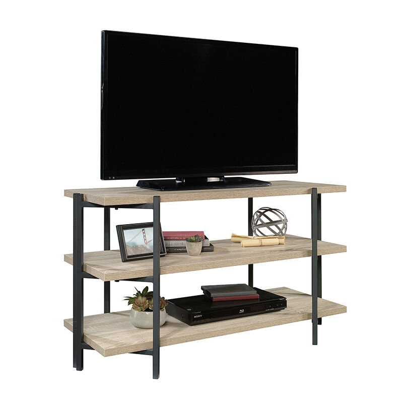 Sauder Industrial TV Stand with 2 Shelves - Fits TVs up to 50