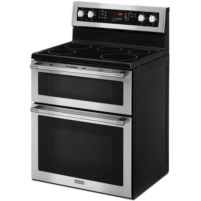 Maytag 30 in. 6.7 cu. ft. True European Convection Double Oven Electric Range with Radiant Burners - Fingerprint Resistant Stainless, , hires