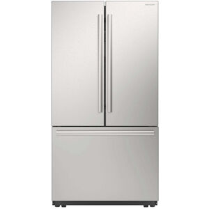 Sharp 36 in. 26.5 cu. ft. Counter Depth Garage-Ready French Door Refrigerator with Internal Water Dispenser - Stainless Steel, , hires