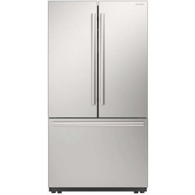 Sharp 36 in. 26.5 cu. ft. Counter Depth Garage-Ready French Door Refrigerator with Internal Water Dispenser - Stainless Steel | SJF2752MS