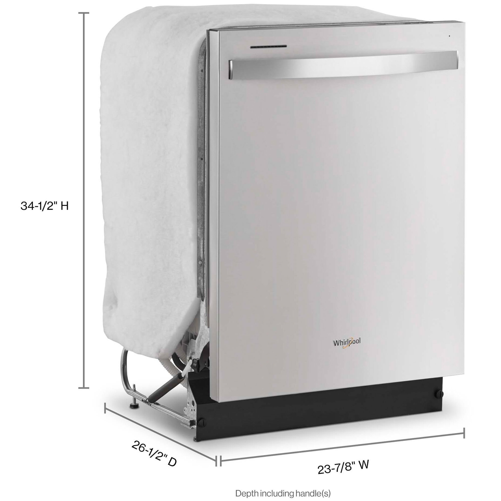 Whirlpool 24 in. Built In Dishwasher with Top Control 55 dBA Sound Level 12 Place Settings 5 Wash Cycles Sanitize Cycle Monochromatic Stainless Steel P.C. Richard Son