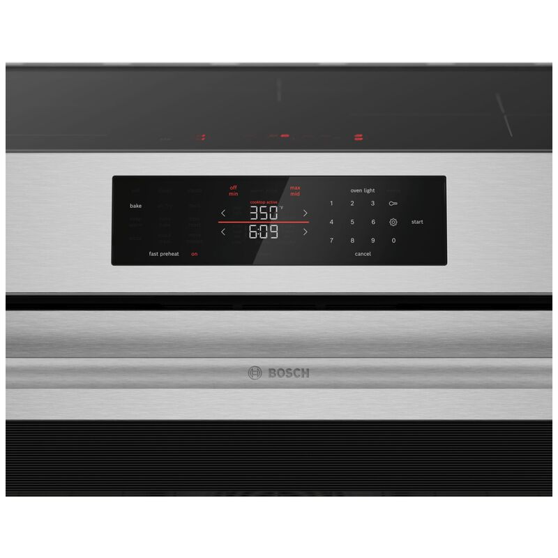 Bosch 500 Series 30 in. 5.8 cu. ft. Air-Fry Standard Convection Slide-In Electric Range with 4 Induction Burners - Stainless Steel, , hires