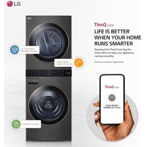 LG 27 in. WashTower with 4.5 cu. ft. Washer with 10 Wash Programs & 7.4 cu. ft. Electric Dryer with 9 Dryer Programs, Sensor Dry & Wrinkle Care - Black Steel, Black Steel, hires