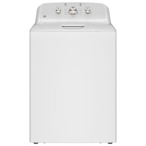 GE 27 in. 4.3 cu. ft. Top Load Washer with Stainless Steel Basket, Cold Plus, Water Level Control , True Dual-Action Agitator & Sanitize with Oxi - White
