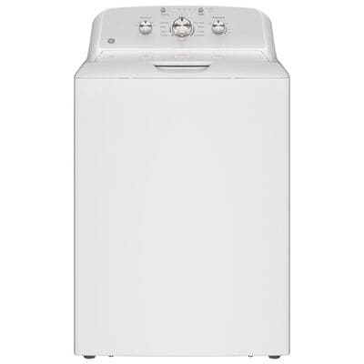 GE 27 in. 4.3 cu. ft. Top Load Washer with Stainless Steel Basket, Cold Plus, Water Level Control , True Dual-Action Agitator & Sanitize with Oxi - White | GTW385ASWWS