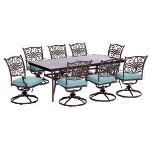 Hanover Traditions 9-Piece Glass-Top Dining Set with Swivel Rockers-Blue, , hires