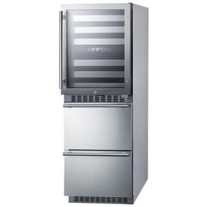 Summit 24 in. Wine Cooler with Wire Racks, Dual Temperature Zones & 46 Bottle Capacity - Stainless Steel, , hires