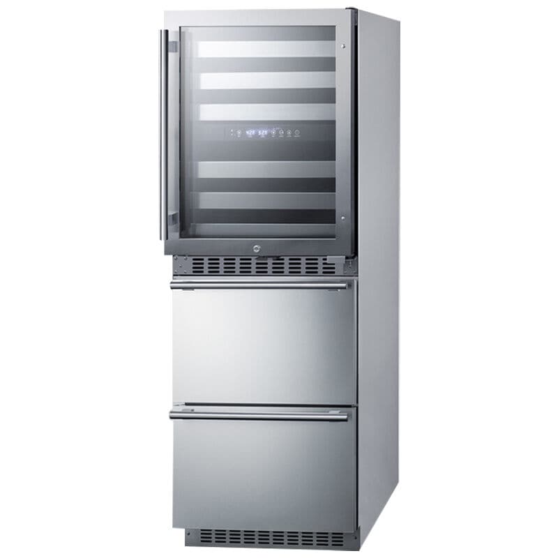 Summit 24 in. Wine Cooler with Wire Racks, Dual Temperature Zones & 46 Bottle Capacity - Stainless Steel, , hires