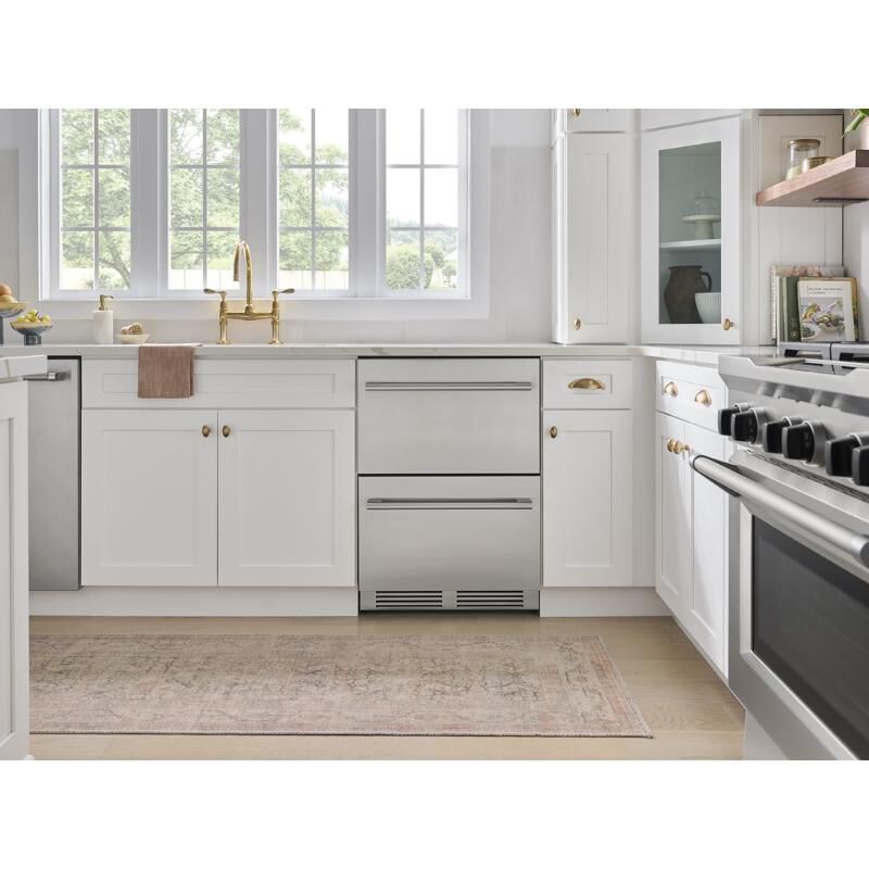 Zephyr Presrv Series 24 in. 3.9 cu. ft. Double Refrigerator & Freezer Drawers - Stainless Steel, , hires