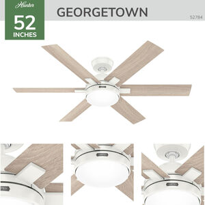Hunter 52 in. Georgetown Energy Star HunterExpress Ceiling Fan with LED Light Kit & Handheld Remote - Fresh White, , hires