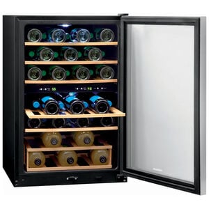 Frigidaire 22 in. Freestanding Wine Cooler with Wood Racks, Dual Temperature Zones & 45 Bottle Capacity - Stainless Steel, , hires