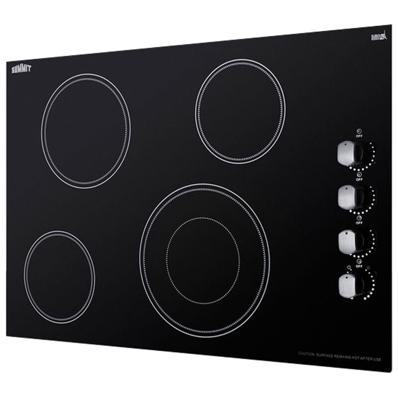 Summit 30 in. 4-Burner Electric Cooktop with Power Burner - Black, , hires