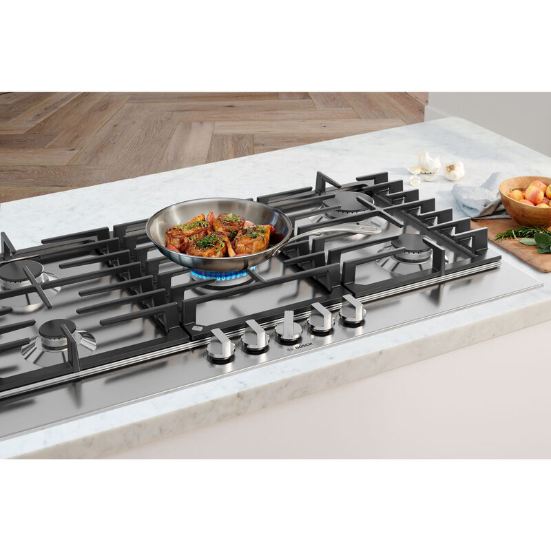 Bosch 300 Series 36 in. 5-Burner Natural Gas Cooktop with Simmer Burner & Power Burner - Stainless Steel, , hires