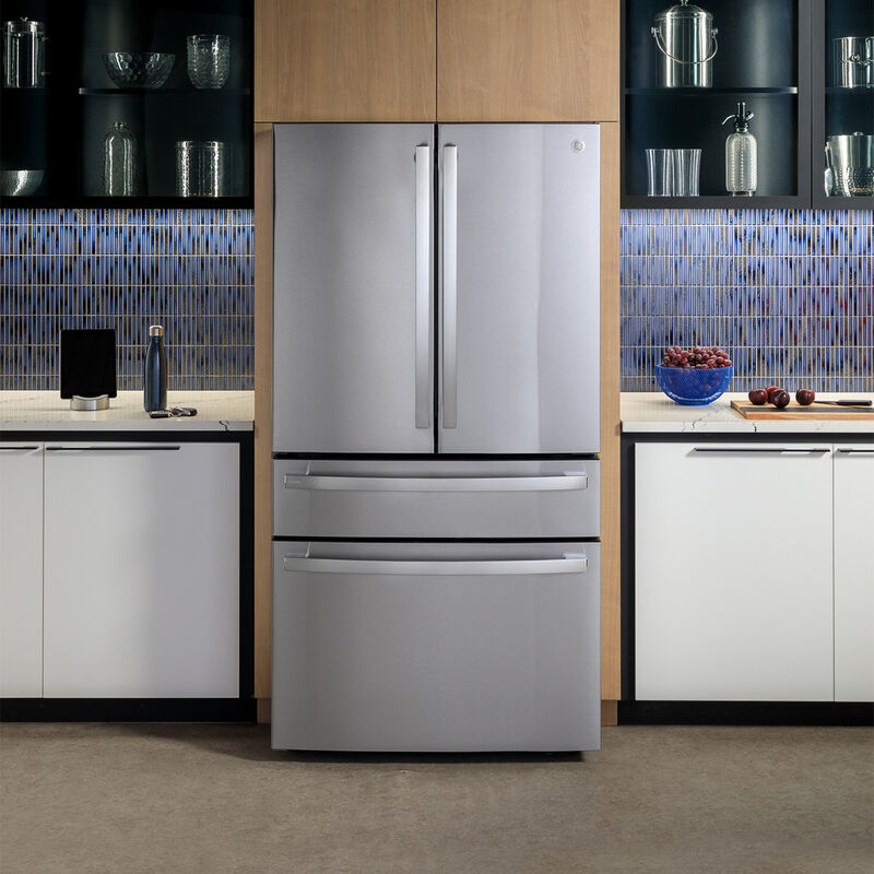 GE Profile 36 in. 28.7 cu. ft. Smart 4-Door French Door Refrigerator with Internal Water Dispenser - Fingerprint Resistant Stainless, , hires