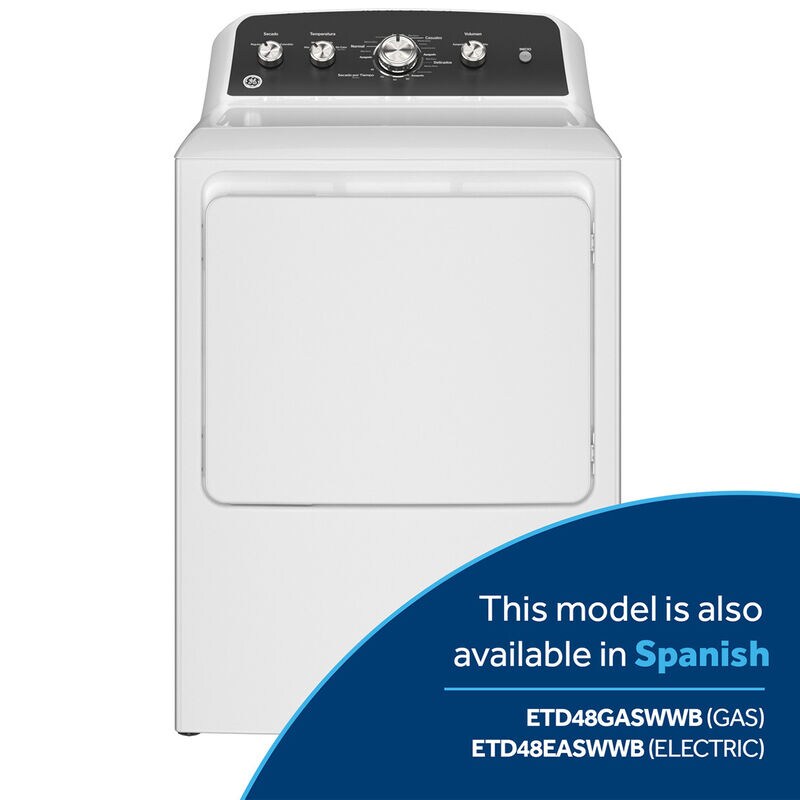 GE 27 in. 7.2 cu. ft. Electric Dryer with Up To 120 ft. Venting & Extended Tumble - White, , hires