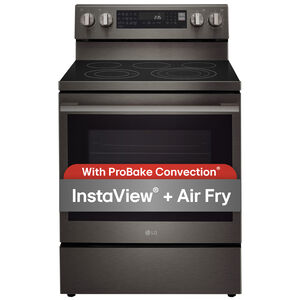 LG 30 in. 6.3 cu. ft. Smart Air-Fry True European Convection Electric Range with Radiant Burners - Black Stainless Steel, , hires