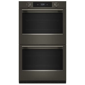KitchenAid 30 in. 10.0 cu. ft. Smart Top Control Steam Electric Double Wall Oven with True European Convection - Black Ore, , hires