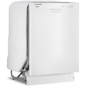 Whirlpool 24 in. Built-In Dishwasher with Front Control, 59 dBA Sound Level, 12 Place Settings & 3 Wash Cycles - White, White, hires