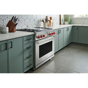 Wolf 36 in. 6.3 cu. ft. Smart Dual Convection Dual Fuel Range with 4 Sealed Burners & Griddle - Stainless Steel, , hires