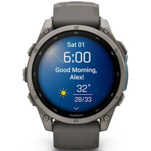 Garmin fenix 9 47 mm, AMOLED Smart Watch - Titanium with Pebble Gray Silicone Band, , hires