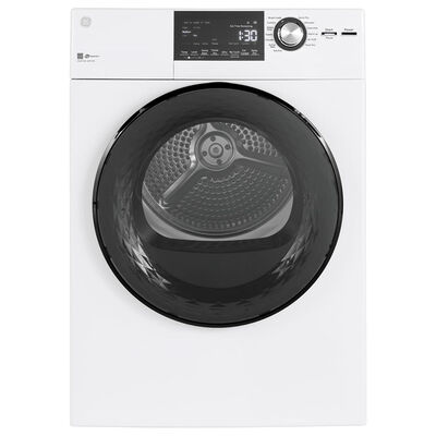 GE 24 in. 4.3 cu. ft. Stackable Electric Dryer with 13 Dryer Programs, 2 Dry Options, Sanitize Cycle & Sensor Dry - White | GFD14ESSNWW