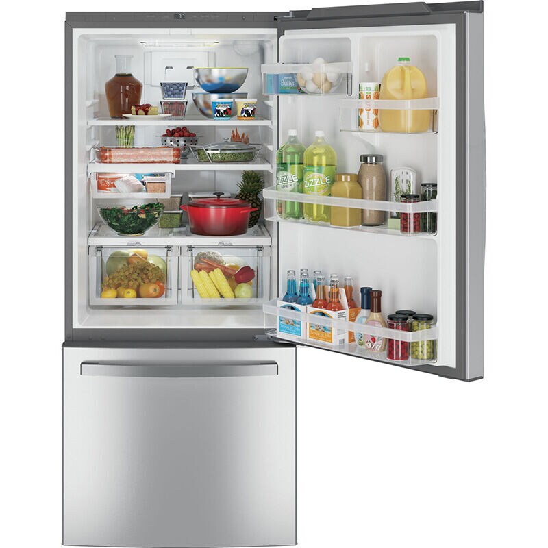 Ge stainless steel refrigerator shop bottom freezer